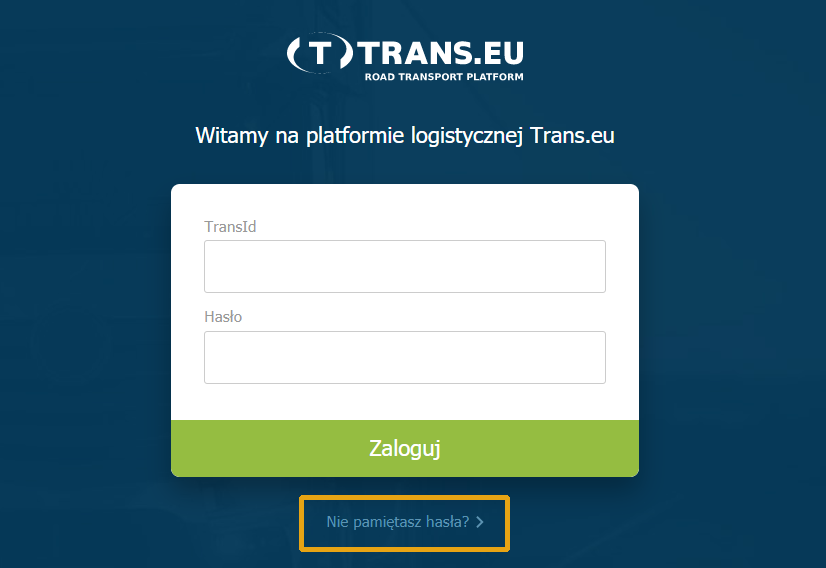 logowanie do nowej Platformy logistycznej Trans.eu 